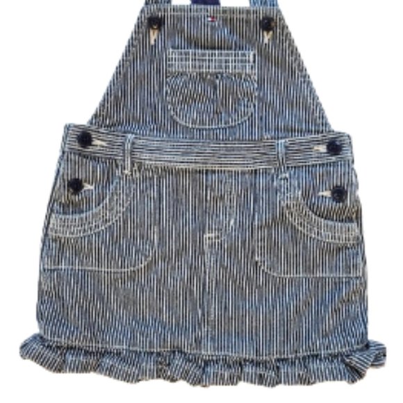 TOMMY HILFIGER Striped Denim Jean Overall Dress - Toddler Girl's 4 T - Picture 5 of 8